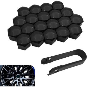 20 PCS Car Lug Nut Covers, 21 mm Hex Plastic Wheel Bolt Dust Caps, Hub Bolt Head Protector with Removal Clips, Universal for Most Vehicles (Black) in Saudi Arabia