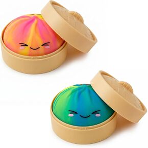2PCS Glitter Golden & Flashing Dumpling Squishies Stress Balls, Colorful Squishies Dumpling Fidget Sensory Toy with Food Steamer, Squeeze Dough Ball for Stress Relief, Stretchy Desk Toys Gift in Saudi Arabia