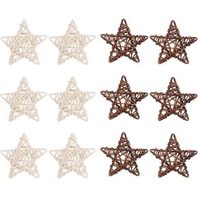 Natural Rattan Star Decorations, 3.35inch Handwoven Wicker Pentagrams Ornament for DIY Crafts, Vase Fillers, Farmhouse Wall Hanging, Rustic Home, Party, Christmas Tree Decor (6, Brown) in Kuwait