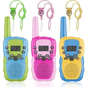 Walkie Talkies for Kids,Girls Boys, 22 Channels 2 Way Radio Toy with LCD Flashlight, 3 Miles Range for Outside, Camping, Hiking (Yellow-Blue/Blue-Green 2-Pack) in Saudi Arabia