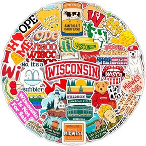 100Pcs Wisconsin Stickers and Decals for Water Bottle, Laptops, for Luggage - Wisconsin Gifts, Party Supplies - Gift for Women & Men in Saudi Arabia