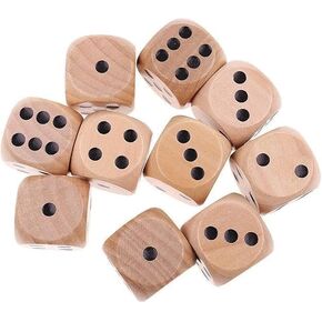 10Pcs Wooden D6 Dice Set, 20mm Round Corner, 6 Sided Gaming Dice for Adults Standard Game Dice in Saudi Arabia
