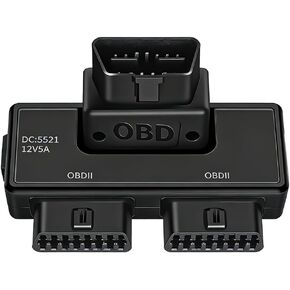 Car OBDII Splitter with Rotatable Male Port, 16 Pin Male Splitter to 2 Female Vehicle Extension Adapter, OBD2 Auto Diagnostic Port Extender Converter, Universal for SUV RV Truck in Saudi Arabia