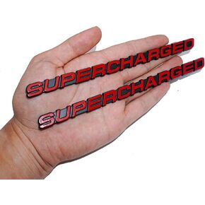 2Pc Supercharged Emblem 3D Letter Sticker Decal Nameplate Badge Logo fits Universal (Red) in Saudi Arabia