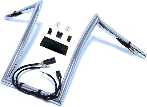 SKULL PIVOT- 1.25" Fat Chrome 14" Rise Pre wired Miter Cut Ape Hanger Handlebar Compatible with H-D 2008-2013 Road King FLHR PreDrilled Handlebars in Saudi Arabia