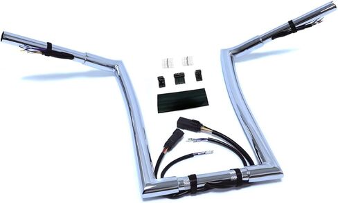 SKULL PIVOT- 1.25" Fat Chrome 14" Rise Pre wired Miter Cut Ape Hanger Handlebar Compatible with H-D 2008-2013 Road King FLHR PreDrilled Handlebars in Saudi Arabia