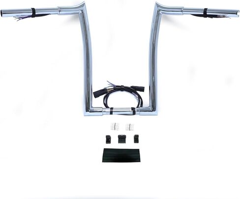 SKULL PIVOT- 1.25" Fat Chrome 14" Rise Pre wired Miter Cut Ape Hanger Handlebar Compatible with H-D 2008-2013 Road King FLHR PreDrilled Handlebars in Saudi Arabia