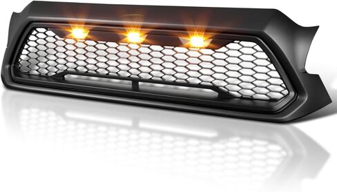 Spec-D Tuning Matte Black Mesh Style Front Hood Grille مع أضواء LED متوافقة مع 2012-2015 Toyota Tacoma in Kuwait