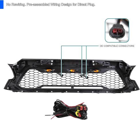 Spec-D Tuning Matte Black Mesh Style Front Hood Grille مع أضواء LED متوافقة مع 2012-2015 Toyota Tacoma in Kuwait