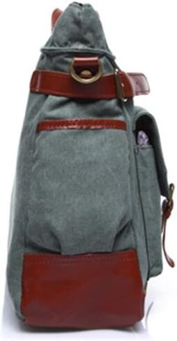 Business Briefcase,Men's Messenger Bag Vintage Genuine Leather Briefcase Shoulder Bag Waxed Canvas Leather Computer Laptop Bag Waterproof Business Satchel Bag in Kuwait