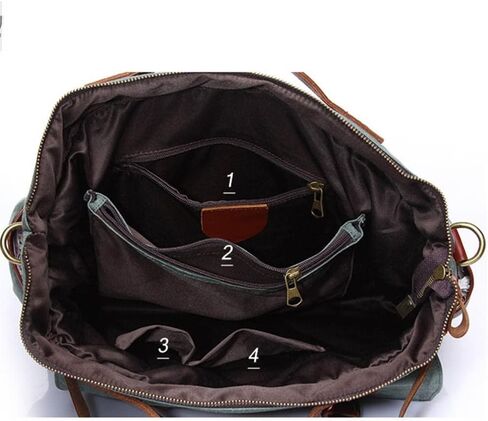 Business Briefcase,Men's Messenger Bag Vintage Genuine Leather Briefcase Shoulder Bag Waxed Canvas Leather Computer Laptop Bag Waterproof Business Satchel Bag in Kuwait