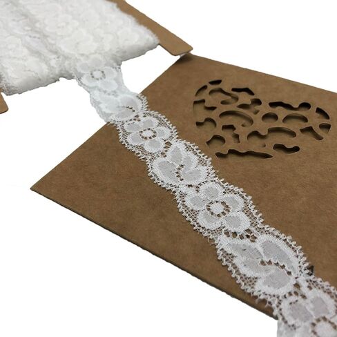 Black Stretch Lace Trim Ribbon with Floral Pattern 1 Inch Wide Elastic Lace 10 Yards for Sewing, Gift Package Wrapping, Floral Designing & Crafts - 8712 (Black) in Kuwait