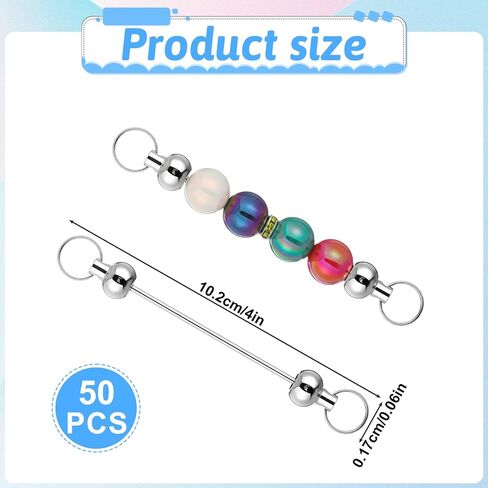50pcs Blank Beadable Keychain Bars, Metal DIY Focal Bead Key Chain Bar Charms Making Supplies Beadable Keychain Bars Accessories for Women Man Pendant DIY Crafts Jewelry Making, Easy to Detachable in Saudi Arabia