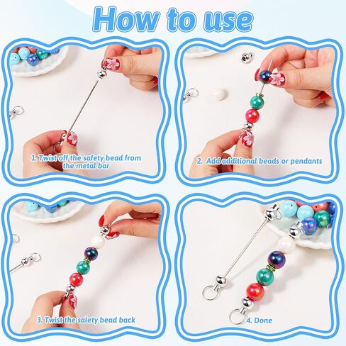 50pcs Blank Beadable Keychain Bars, Metal DIY Focal Bead Key Chain Bar Charms Making Supplies Beadable Keychain Bars Accessories for Women Man Pendant DIY Crafts Jewelry Making, Easy to Detachable in Saudi Arabia