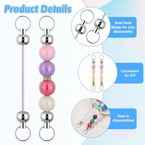 50pcs Blank Beadable Keychain Bars, Metal DIY Focal Bead Key Chain Bar Charms Making Supplies Beadable Keychain Bars Accessories for Women Man Pendant DIY Crafts Jewelry Making, Easy to Detachable in Saudi Arabia