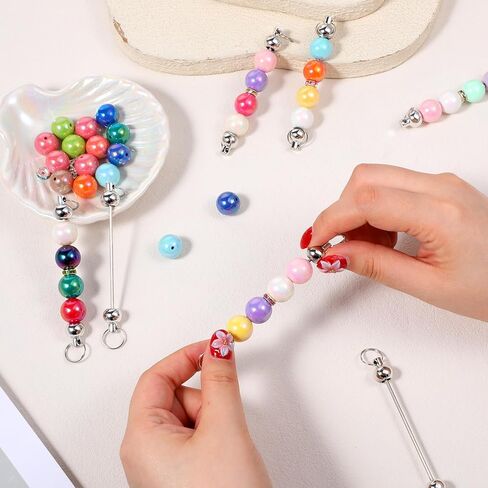 50pcs Blank Beadable Keychain Bars, Metal DIY Focal Bead Key Chain Bar Charms Making Supplies Beadable Keychain Bars Accessories for Women Man Pendant DIY Crafts Jewelry Making, Easy to Detachable in Saudi Arabia