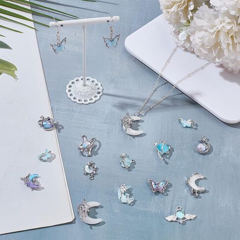 WADORN 30Pcs Enamel Gothic Charms Pendants, 15 Styles Assorted Moon Star Butterfly Flower Metal Dangle Charm Bulk Alloy Metal Pendants Craft Findings for DIY Jewelry Making Bracelet Necklace Earring in Kuwait