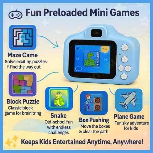 Kids Digital Camera Toy – 3.0MP 1080P HD Video Camera with 2-Inch Screen, No Printer, Easy USB Rechargeable, Fun, Educational & Birthday Gift for Boys & Girls Age 3–12 in Kuwait