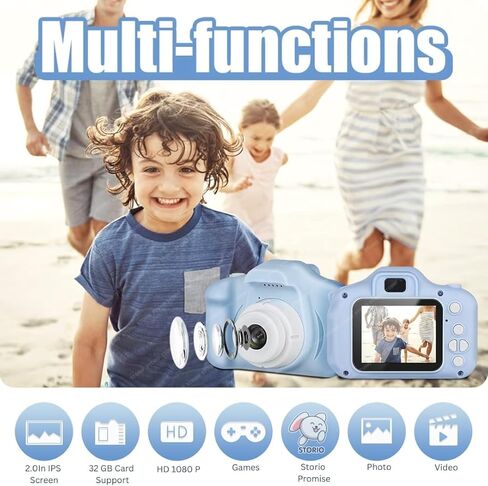 Kids Digital Camera Toy – 3.0MP 1080P HD Video Camera with 2-Inch Screen, No Printer, Easy USB Rechargeable, Fun, Educational & Birthday Gift for Boys & Girls Age 3–12 in Kuwait