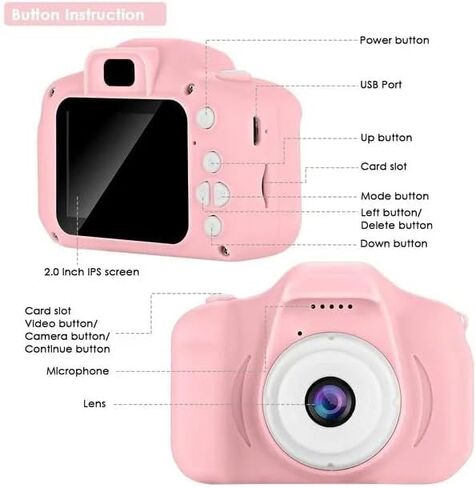 Kids Digital Camera Toy – 3.0MP 1080P HD Video Camera with 2-Inch Screen, No Printer, Easy USB Rechargeable, Fun, Educational & Birthday Gift for Boys & Girls Age 3–12 in Kuwait