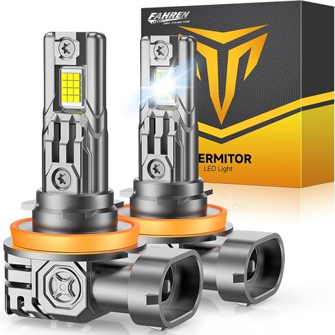 FAHREN H11/H8/H9 Fog Light Bulbs, 50,000LM Brightness, 6500K H9/H8/H16 Low Beam, 10-Year Service Life with Cooling Fan, IP68 Waterproof, Real 1:1 Halogen Mini Size Plug N Play, Pack of 2 in Saudi Arabia