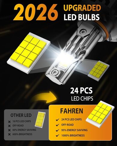 FAHREN H11/H8/H9 Fog Light Bulbs, 50,000LM Brightness, 6500K H9/H8/H16 Low Beam, 10-Year Service Life with Cooling Fan, IP68 Waterproof, Real 1:1 Halogen Mini Size Plug N Play, Pack of 2 in Saudi Arabia