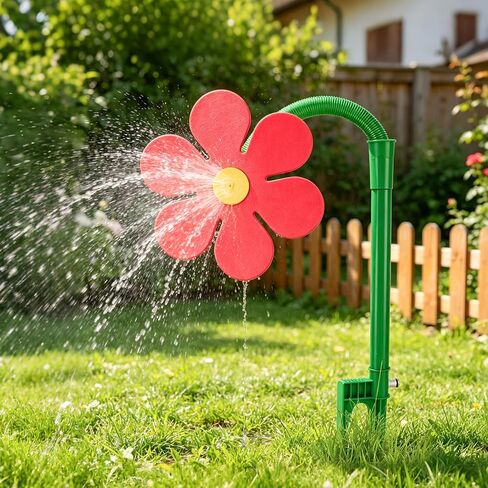 Crazy Daisy Sprinkler Crazy Dancing Flower Water Sprinklers Funny 360° Rotating, Funny Sunflower Water Sprinklers for Dogs Outdoor Play, Irrigation Tool for Yard Watering (Red) in Kuwait