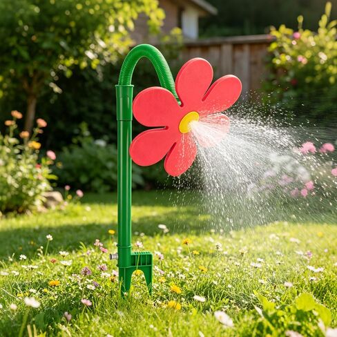 Crazy Daisy Sprinkler Crazy Dancing Flower Water Sprinklers Funny 360° Rotating, Funny Sunflower Water Sprinklers for Dogs Outdoor Play, Irrigation Tool for Yard Watering (Red) in Kuwait