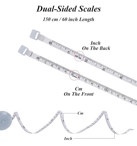 3 Pcs Tape Measure for Sewing, Retractable Keychain Tape Measure with Dual Scales, 60 Inch/1.5M for Body Sewing Tailor Craft (Black, White, Blue, 2.05 Inch Diameter) in Kuwait