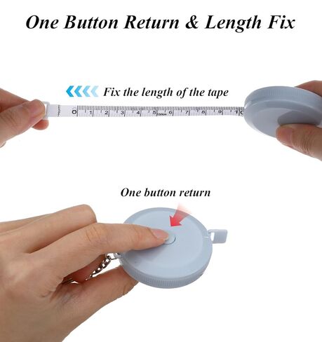 3 Pcs Tape Measure for Sewing, Retractable Keychain Tape Measure with Dual Scales, 60 Inch/1.5M for Body Sewing Tailor Craft (Black, White, Blue, 2.05 Inch Diameter) in Kuwait