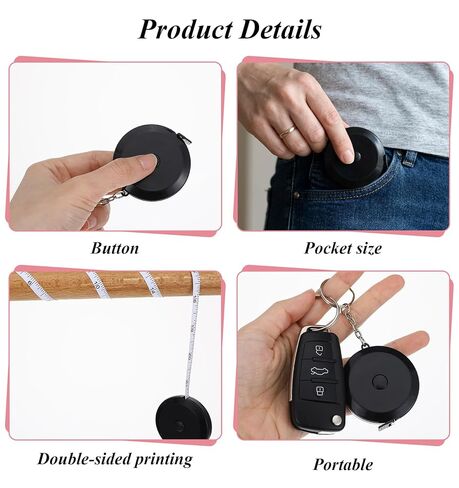 3 Pcs Tape Measure for Sewing, Retractable Keychain Tape Measure with Dual Scales, 60 Inch/1.5M for Body Sewing Tailor Craft (Black, White, Blue, 2.05 Inch Diameter) in Kuwait