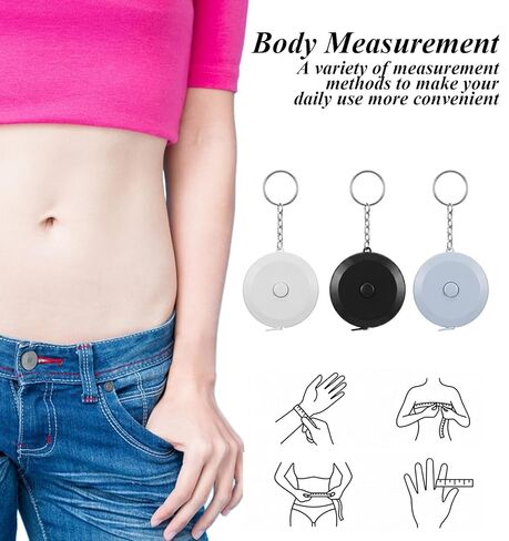 3 Pcs Tape Measure for Sewing, Retractable Keychain Tape Measure with Dual Scales, 60 Inch/1.5M for Body Sewing Tailor Craft (Black, White, Blue, 2.05 Inch Diameter) in Kuwait