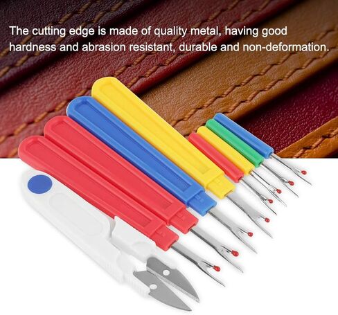 Rengue 9 in 1 Thread Cutter Seam Ripper, Plastic Handle Stitch Sewing Unpicking Tool Craft Set, with Metal and Transparent Cover for Sewing Work in Kuwait