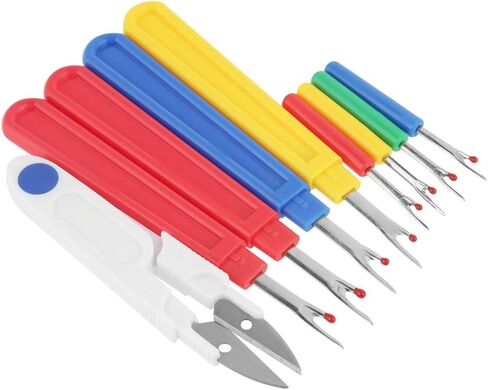 Rengue 9 in 1 Thread Cutter Seam Ripper, Plastic Handle Stitch Sewing Unpicking Tool Craft Set, with Metal and Transparent Cover for Sewing Work in Kuwait