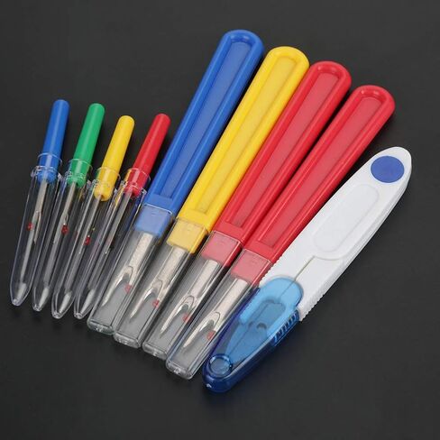 Rengue 9 in 1 Thread Cutter Seam Ripper, Plastic Handle Stitch Sewing Unpicking Tool Craft Set, with Metal and Transparent Cover for Sewing Work in Kuwait