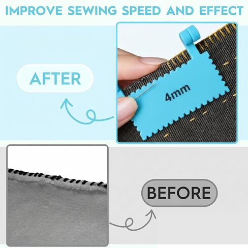 Clip On Sewing Ruler, 2/3/4/5/6mm Edge Stitch Lock and Sewing Gauge, Stitch Guide Lockranding Tool for Embroidery Fabric Hand Sewing(Blue) in Saudi Arabia