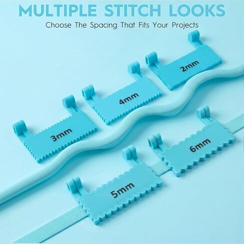 Clip On Sewing Ruler, 2/3/4/5/6mm Edge Stitch Lock and Sewing Gauge, Stitch Guide Lockranding Tool for Embroidery Fabric Hand Sewing(Blue) in Saudi Arabia