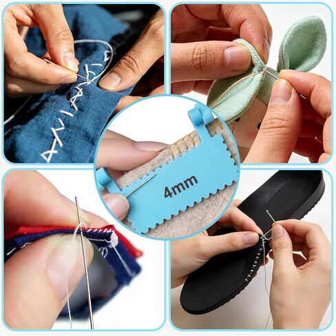 Clip On Sewing Ruler, 2/3/4/5/6mm Edge Stitch Lock and Sewing Gauge, Stitch Guide Lockranding Tool for Embroidery Fabric Hand Sewing(Blue) in Saudi Arabia