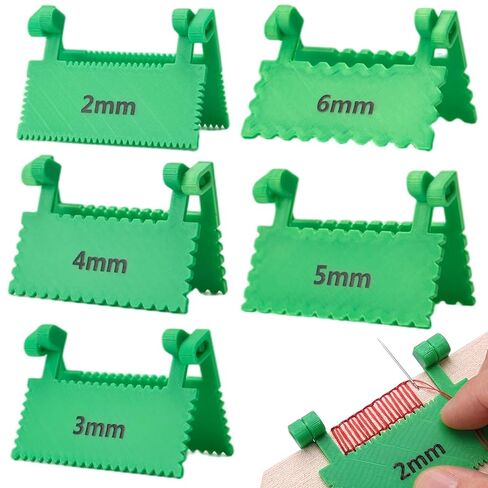 Clip On Sewing Ruler, 2/3/4/5/6mm Edge Stitch Lock and Sewing Gauge, Stitch Guide Lockranding Tool for Embroidery Fabric Hand Sewing(Blue) in Saudi Arabia