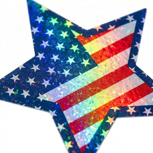 500 PCS Sparkly Bling Patriotic Star Stickers, 1.5" Waterproof American Flag Decorations, Easy Peel Off Stickers for 4th of July, Independence Day, Memorial Day, Envelopes, Cards, Gifts & Party Decor in Kuwait