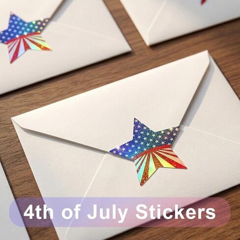 500 PCS Sparkly Bling Patriotic Star Stickers, 1.5" Waterproof American Flag Decorations, Easy Peel Off Stickers for 4th of July, Independence Day, Memorial Day, Envelopes, Cards, Gifts & Party Decor in Kuwait
