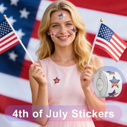 500 PCS Sparkly Bling Patriotic Star Stickers, 1.5" Waterproof American Flag Decorations, Easy Peel Off Stickers for 4th of July, Independence Day, Memorial Day, Envelopes, Cards, Gifts & Party Decor in Kuwait