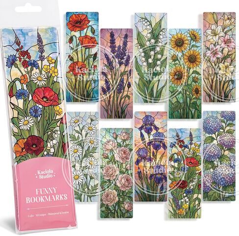 Kaciola 10PCS Stained Glass Bookmarks, Fantasy Transparent Book Marks for Reading, Book Lovers Bookish Items Gift, Cool Bookmarks Accessories for Women Men Book Lovers Booktok (Fantasy) in Saudi Arabia