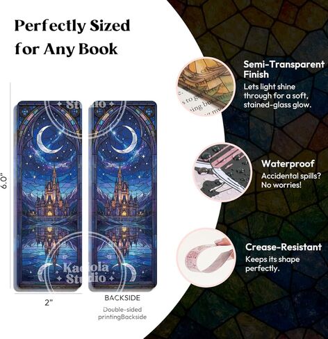 Kaciola 10PCS Stained Glass Bookmarks, Fantasy Transparent Book Marks for Reading, Book Lovers Bookish Items Gift, Cool Bookmarks Accessories for Women Men Book Lovers Booktok (Fantasy) in Saudi Arabia