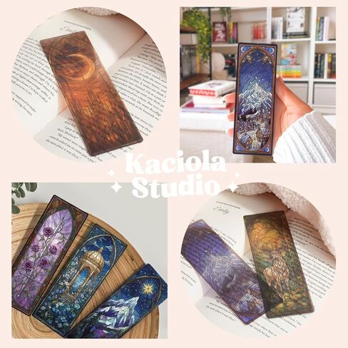 Kaciola 10PCS Stained Glass Bookmarks, Fantasy Transparent Book Marks for Reading, Book Lovers Bookish Items Gift, Cool Bookmarks Accessories for Women Men Book Lovers Booktok (Fantasy) in Saudi Arabia