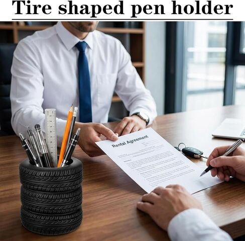 12 Pcs Tire Pen Holder Desk Decorations for Men - Funny Car Tire Stack Pencil Pot for Office Accessories, Unique Gift Idea in Kuwait