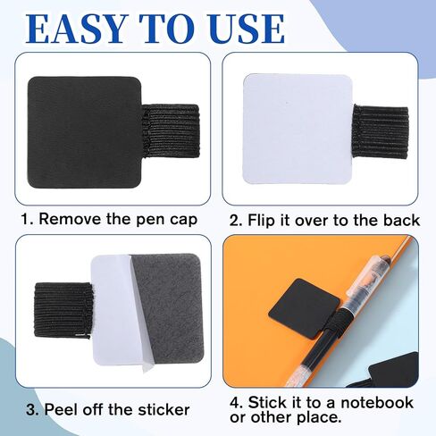 JJUNW 18 Pcs Notebook Pen Loop Holder, Pencil Holders Elastic Loop, Self-Adhesive Pen Holder for notebook for NotebookJournals Calendars Planners Tablet Case for School Office in Kuwait