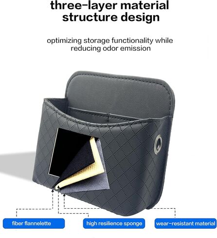 Self-Adhesive Car Seat Side Pocket Organizer with Cable Port - Black PU Leather Storage Pouch for Phone & Keys, Fits Gaps, Console & Door (2 PCS) in Saudi Arabia