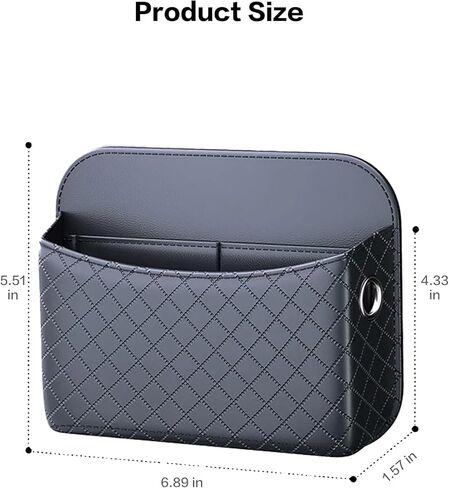 Self-Adhesive Car Seat Side Pocket Organizer with Cable Port - Black PU Leather Storage Pouch for Phone & Keys, Fits Gaps, Console & Door (2 PCS) in Saudi Arabia