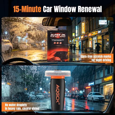 1-Piece Set Improved Automotive Glass Oil Film Removal Wipes with Handle Coating, Multifunctional Car Glass Cleaner for Windows, Windshields & Rearview Mirrors in Saudi Arabia